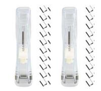 Portable Binder Clip Stapler, 2 PCS Staple Free Staplers, Stapler and Staplers Set with 100 Reusable Refill Clips, for Office Materials Sorting Fixing Device Test Paper Stapling Food Sealing