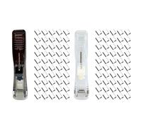 Portable Binder Clip Stapler, 2 PCS Staple Free Staplers, Stapler and Staplers Set with 100 Reusable Refill Clips, for Office Materials Sorting Fixing Device Test Paper Stapling Food Sealing