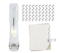 Portable Binder Clip Stapler, Easy to Load and Use, 1 Set, Reusable Portable Paper Clam Clip, Mini Push Stapler, Compact and Lightweight, for Document Home School Office Travel Classroom