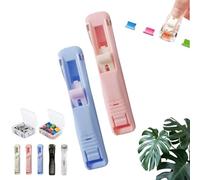 Portable Binder Clip Stapler, Handheld Paper Clam Clip Dispenser, Reusable Paper Clamp Dispenser, for Desktop, Home, School, Office Document Binding (2pc a-100clip)