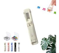 Portable Binder Clip Stapler, Handheld Paper Clam Clip Dispenser, Reusable Paper Clamp Dispenser, for Desktop, Home, School, Office Document Binding (white-50clip)