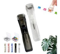 Portable Binder Clip Stapler, Handheld Paper Clam Clip Dispenser, Reusable Paper Clamp Dispenser, for Desktop, Home, School, Office Document Binding (2pc c-100clip)