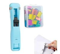 Portable Binder Clip Stapler, Handheld Reusable Paper Clam Clip Dispenser,Mini Push Stapler Clamp Staplers Paperclip Dispenser for Desktop Document Home School Desk Office Supplies (G)