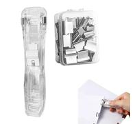 Portable Binder Clip Stapler, Handheld Reusable Paper Clam Clip Dispenser,Mini Push Stapler Clamp Staplers Paperclip Dispenser for Desktop Document Home School Desk Office Supplies (B)