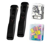Portable Binder Clip Stapler - Includes 100 Reusable Clips, All Design Paper Clips, Versatile Compatibility, Non-Destructive Binding, Ultra Portable, Multi-Scenario Use (2*Black, 100Clips)