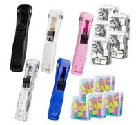 Portable Binder Clip Stapler - Includes 100 Reusable Clips, All Design Paper Clips, Versatile Compatibility, Non-Destructive Binding, Ultra Portable, Multi-Scenario Use (5PCS, 500Clips)