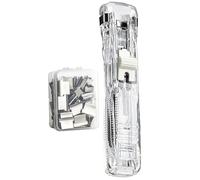 Portable Binder Clip Stapler - Includes 50 Reusable Clips, Handheld Paper Clam Clip Dispenser, Mini Push Stapler Clamp Staplers, Refillable Office Staplers Set for Fixing Documents