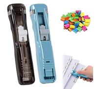 Portable Binder Clip Stapler - Includes 58 Reusable Clips, Mini Push Stapler Clamp Staplers,Handheld Paper Clam Clips Dispenser, for Office File Binding and Document Organization (2pcs L)