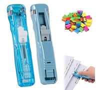 Portable Binder Clip Stapler - Includes 58 Reusable Clips, Mini Push Stapler Clamp Staplers,Handheld Paper Clam Clips Dispenser, for Office File Binding and Document Organization (2pcs N)