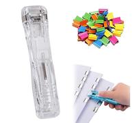 Portable Binder Clip Stapler - Includes 58 Reusable Clips, Mini Push Stapler Clamp Staplers,Handheld Paper Clam Clips Dispenser, for Office File Binding and Document Organization (White)