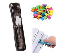 Portable Binder Clip Stapler - Includes 58 Reusable Clips, Mini Push Stapler Clamp Staplers,Handheld Paper Clam Clips Dispenser, for Office File Binding and Document Organization (Black)