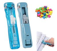 Portable Binder Clip Stapler - Includes 58 Reusable Clips, Mini Push Stapler Clamp Staplers,Handheld Paper Clam Clips Dispenser, for Office File Binding and Document Organization (2pcs D)