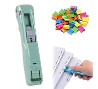 Portable Binder Clip Stapler - Includes 58 Reusable Clips, Mini Push Stapler Clamp Staplers,Handheld Paper Clam Clips Dispenser, for Office File Binding and Document Organization (Green)