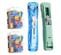 Portable Binder Clip Stapler- Includes 58 Reusable Clips, Reusable Portable Paper Clam Clip Dispenser, Push Binder Clips, for Desktop Document Home School Desk (A13)