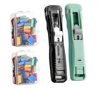 Portable Binder Clip Stapler- Includes 58 Reusable Clips, Reusable Portable Paper Clam Clip Dispenser, Push Binder Clips, for Desktop Document Home School Desk (A9)