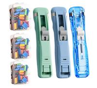 Portable Binder Clip Stapler- Includes 58 Reusable Clips, Reusable Portable Paper Clam Clip Dispenser, Push Binder Clips, for Desktop Document Home School Desk (B9)