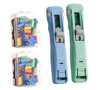 Portable Binder Clip Stapler- Includes 58 Reusable Clips, Reusable Portable Paper Clam Clip Dispenser, Push Binder Clips, for Desktop Document Home School Desk (A12)