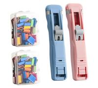 Portable Binder Clip Stapler- Includes 58 Reusable Clips, Reusable Portable Paper Clam Clip Dispenser, Push Binder Clips, for Desktop Document Home School Desk (A7)