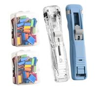 Portable Binder Clip Stapler- Includes 58 Reusable Clips, Reusable Portable Paper Clam Clip Dispenser, Push Binder Clips, for Desktop Document Home School Desk (A3)