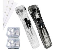 Portable Binder Clip Stapler - Includes Reusable Clips, Refillable Office Stapler Set for Desktop Document Home Desk (Black+Transparent)