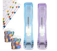 Portable Binder Clip Stapler - Includes Reusable Clips, Refillable Office Stapler Set for Desktop Document Home Desk (Purple+Blue)