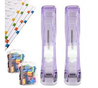 Portable Binder Clip Stapler - Includes Reusable Clips, Refillable Office Stapler Set for Desktop Document Home Desk (Purple)