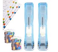 Portable Binder Clip Stapler - Includes Reusable Clips, Refillable Office Stapler Set for Desktop Document Home Desk (Blue)