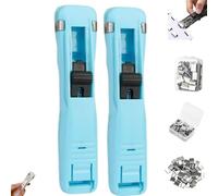 Portable Binder Clip Stapler,Mini Push Stapler Clamp Staplers, Reusable Desktop Stapler with Dispenser, Handheld Paper Clam Clip for Desktop Document Home School Desk Office