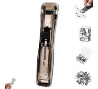 Portable Binder Clip Stapler,Mini Push Stapler Clamp Staplers, Reusable Desktop Stapler with Dispenser, Handheld Paper Clam Clip for Desktop Document Home School Desk Office