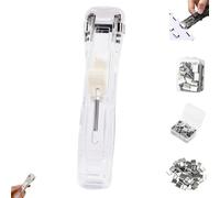 Portable Binder Clip Stapler,Mini Push Stapler Clamp Staplers, Reusable Desktop Stapler with Dispenser, Handheld Paper Clam Clip for Desktop Document Home School Desk Office