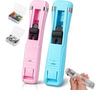 Portable Binder Clip Stapler - No Hole Punch Needed, One-Hand Operation, Reusable Paper Clip Holder with Sl esign, Must-Have for Students with 100 Reusable Clips (#03+04)