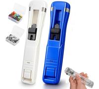 Portable Binder Clip Stapler - No Hole Punch Needed, One-Hand Operation, Reusable Paper Clip Holder with Sl esign, Must-Have for Students with 100 Reusable Clips (#05+06)