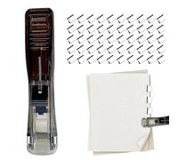 Portable Binder Clip Stapler | Office Push Paper Binder Clamp Dispenser with 50 Reusable Clips | Handheld Push Stapler for Business Classroom Library Dormitory University Office School Home
