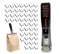 Portable Binder Clip Stapler, Push Paper Clip Dispenser, with 50 Metal Refills, Refillable Desktop Stapler, Office Staplers Fastener for Document, Will Not Damage Your Papers