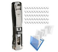 Portable Binder Clip Stapler,Refillable Document Organization Dispenser - Mini Push Stapler Clamp Staplers,for Office School Classroom Work Study Paperwork Stapling Organizing Filing Scrapbooking Trav