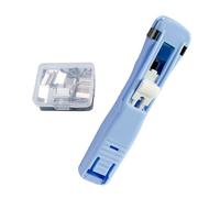 Portable Binder Clip Stapler, Reusable Build, 11.6x2.3cm, Includes 50 Reusable Clips, Desktop Push Stapler, Easy to Use, for Teacher Student Office School Home Craft Document Binding
