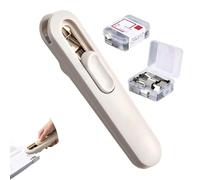 Portable Binder Clip Stapler with 50/100 Reusable Clips, 2026 New Push Clip Device with Smooth Glide Technology, for Office and School Organization (White,100 Clips)