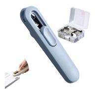 Portable Binder Clip Stapler with 50/100 Reusable Clips, 2026 New Push Clip Device with Smooth Glide Technology, for Office and School Organization (Blue,50 Clips)