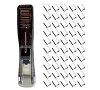 Portable Binder Clip Stapler, with 50 Reusable Refill Clips, White, Black, Clam Clip Dispenser, Seamless Stapler, Will Not Damage Your Papers, for Students Teachers Offices Business Paperwork