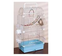 Portable Bird Cage ABS Double-Layer Parrot Cage with Handle and Extended Pull-Out Base for Outdoor Walking Carrying Flight Cage(Blu)