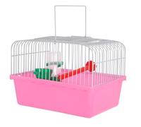 Portable Bird Cage and Perch with Spacious Interior for Travel | ABS and Iron Build, Pink Finish, Includes Food Box and Water Dispenser, Easy Cleaning and Storage Random Color