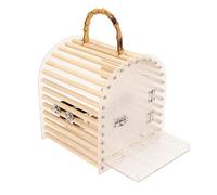 Portable Bird Cage - Thickened Acrylic Board Durable Travel Carrier with Non Slip Handle and Metal Lock for Small Birds