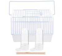 Portable Bird Cage White with Handle for Parrots and Cockatiels | Iron and Plastic Wire Build, Feeder Compatible, Lightweight Carrying for Vet Visits and Outdoor Outings