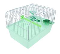 Portable Bird Cage with Perch Food Box and Waterer for Lovebirds | Light Green ABS and Iron Build, Travel Outdoor Use, Easy Storage and Cleaning, Handle Included Random Color