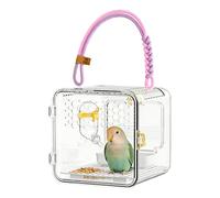 Portable Bird Carrier, Clear Breathable Cage for Parrots and Small Pets, Secure Flying Squirrel or Hamster Carrier, for Parakeets, Conures, Canaries, Cockatiels, Lovebirds