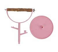Portable Bird Stand for Parrots | Authentic Wood Training Perch with Pink Disc | Desktop Stand for Budgies/Cockatiels/Parakeets | Secure Base, Easy Assembly