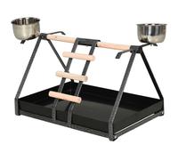 Portable Bird Stand Resting Stainless Steel Base Perch Ladder Bowls