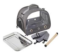Portable Bird Travel Cage - Folding Animal Carrier Bag, Oxford Cloth Breathable Cage with Perch Tray Easy Clean Design | Small Pet Transport Solution for Parrots Rabbits Chinchillas Travel
