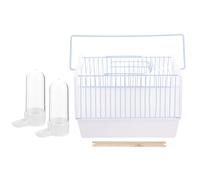 Portable Bird Travel Carrier Cage with Handle for Parrots and Lovebirds | White Plastic and Iron Wire Construction, Easy Observation, Comfortable Transport during Walking or Car Journeys