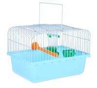 Portable Bird Travel Carrier with Perch, Food Box and Waterer for Parrots | ABS and Iron Build, Spacious Interior, Easy Storage and Cleaning, Blue Finish for Outdoor Adventures Random Color